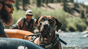 A vibrant dog park bathed in sunlight features abundant greenery with mature trees, offering ample shade for leisurely outdoor activities. In the distance is a well-equipped playground that presents an additional activity area. An inviting picnic table spreads out nearby, ideal for enjoying meals al fresco or taking relaxing breaks from play. A neatly-placed trash bin aids in maintaining the park's cleanliness for everyone's enjoyment. Dominating the scene is a generously wide dirt path gracefully curving through the expanse of grass, promising exploratory walks and lively fetch games.