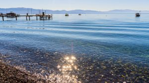 Piers and Boats at Patton Beach on Carnelian Bay, Lake Tahoe