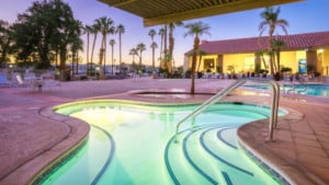 A vibrant dog park bathed in sunlight features abundant greenery with mature trees, offering ample shade for leisurely outdoor activities. In the distance is a well-equipped playground that presents an additional activity area. An inviting picnic table spreads out nearby, ideal for enjoying meals al fresco or taking relaxing breaks from play. A neatly-placed trash bin aids in maintaining the park's cleanliness for everyone's enjoyment. Dominating the scene is a generously wide dirt path gracefully curving through the expanse of grass, promising exploratory walks and lively fetch games.