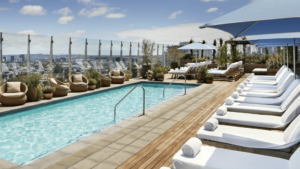 A vibrant dog park bathed in sunlight features abundant greenery with mature trees, offering ample shade for leisurely outdoor activities. In the distance is a well-equipped playground that presents an additional activity area. An inviting picnic table spreads out nearby, ideal for enjoying meals al fresco or taking relaxing breaks from play. A neatly-placed trash bin aids in maintaining the park's cleanliness for everyone's enjoyment. Dominating the scene is a generously wide dirt path gracefully curving through the expanse of grass, promising exploratory walks and lively fetch games.