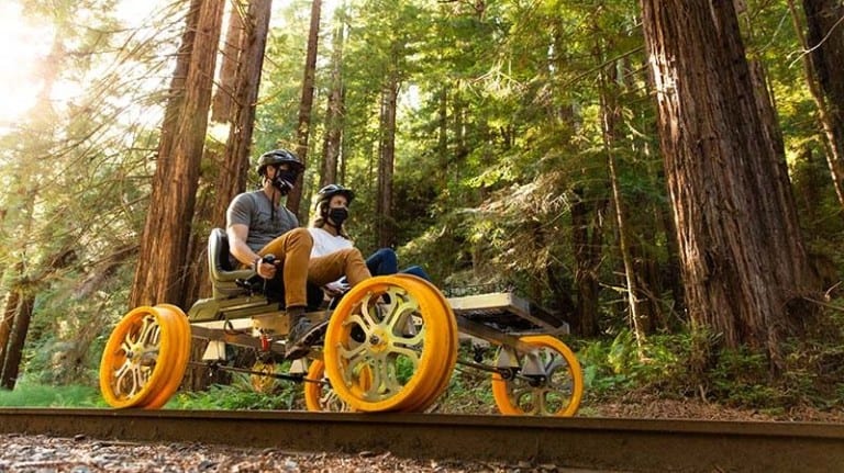 Railbikes on the Noyo by the Skunk Train