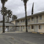 A vibrant dog park bathed in sunlight features abundant greenery with mature trees, offering ample shade for leisurely outdoor activities. In the distance is a well-equipped playground that presents an additional activity area. An inviting picnic table spreads out nearby, ideal for enjoying meals al fresco or taking relaxing breaks from play. A neatly-placed trash bin aids in maintaining the park's cleanliness for everyone's enjoyment. Dominating the scene is a generously wide dirt path gracefully curving through the expanse of grass, promising exploratory walks and lively fetch games.
