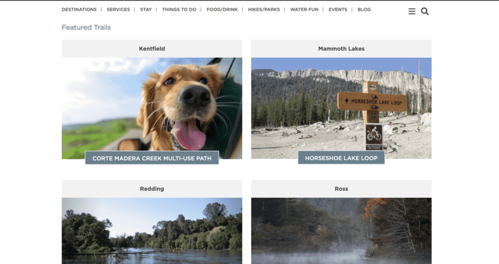 featured trails on DogTrekker.com