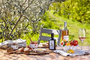 A vibrant dog park bathed in sunlight features abundant greenery with mature trees, offering ample shade for leisurely outdoor activities. In the distance is a well-equipped playground that presents an additional activity area. An inviting picnic table spreads out nearby, ideal for enjoying meals al fresco or taking relaxing breaks from play. A neatly-placed trash bin aids in maintaining the park's cleanliness for everyone's enjoyment. Dominating the scene is a generously wide dirt path gracefully curving through the expanse of grass, promising exploratory walks and lively fetch games.