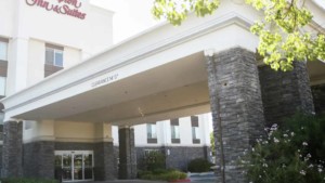 A vibrant dog park bathed in sunlight features abundant greenery with mature trees, offering ample shade for leisurely outdoor activities. In the distance is a well-equipped playground that presents an additional activity area. An inviting picnic table spreads out nearby, ideal for enjoying meals al fresco or taking relaxing breaks from play. A neatly-placed trash bin aids in maintaining the park's cleanliness for everyone's enjoyment. Dominating the scene is a generously wide dirt path gracefully curving through the expanse of grass, promising exploratory walks and lively fetch games.