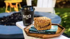 A vibrant dog park bathed in sunlight features abundant greenery with mature trees, offering ample shade for leisurely outdoor activities. In the distance is a well-equipped playground that presents an additional activity area. An inviting picnic table spreads out nearby, ideal for enjoying meals al fresco or taking relaxing breaks from play. A neatly-placed trash bin aids in maintaining the park's cleanliness for everyone's enjoyment. Dominating the scene is a generously wide dirt path gracefully curving through the expanse of grass, promising exploratory walks and lively fetch games.