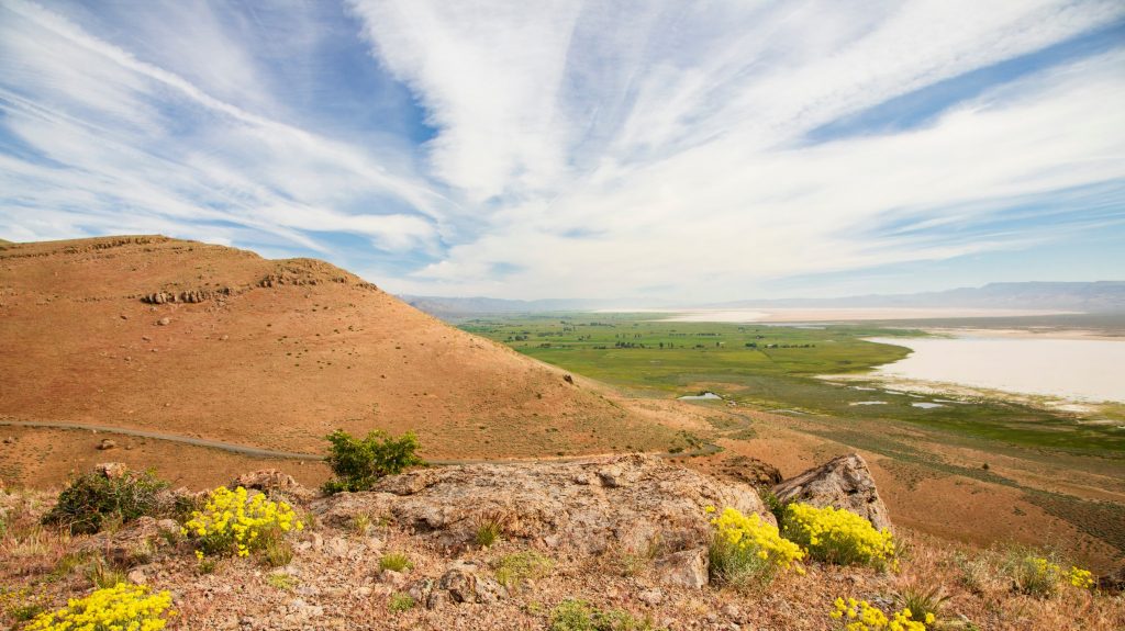 View of Surprise Valley in Modoc County California, USA from a high prominence to the east.