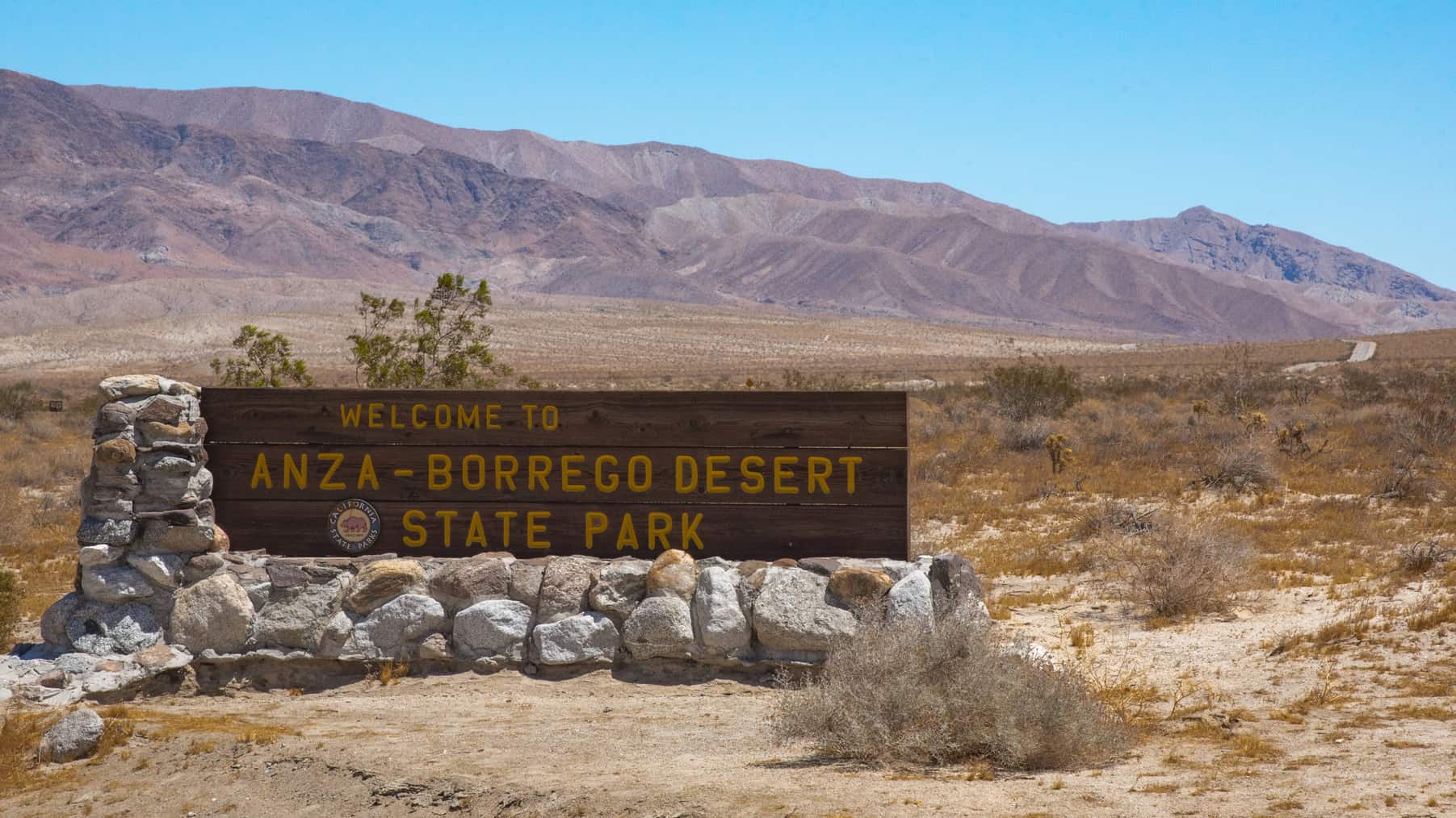 Entrance sign at Anza-Borrego Desert State Park.