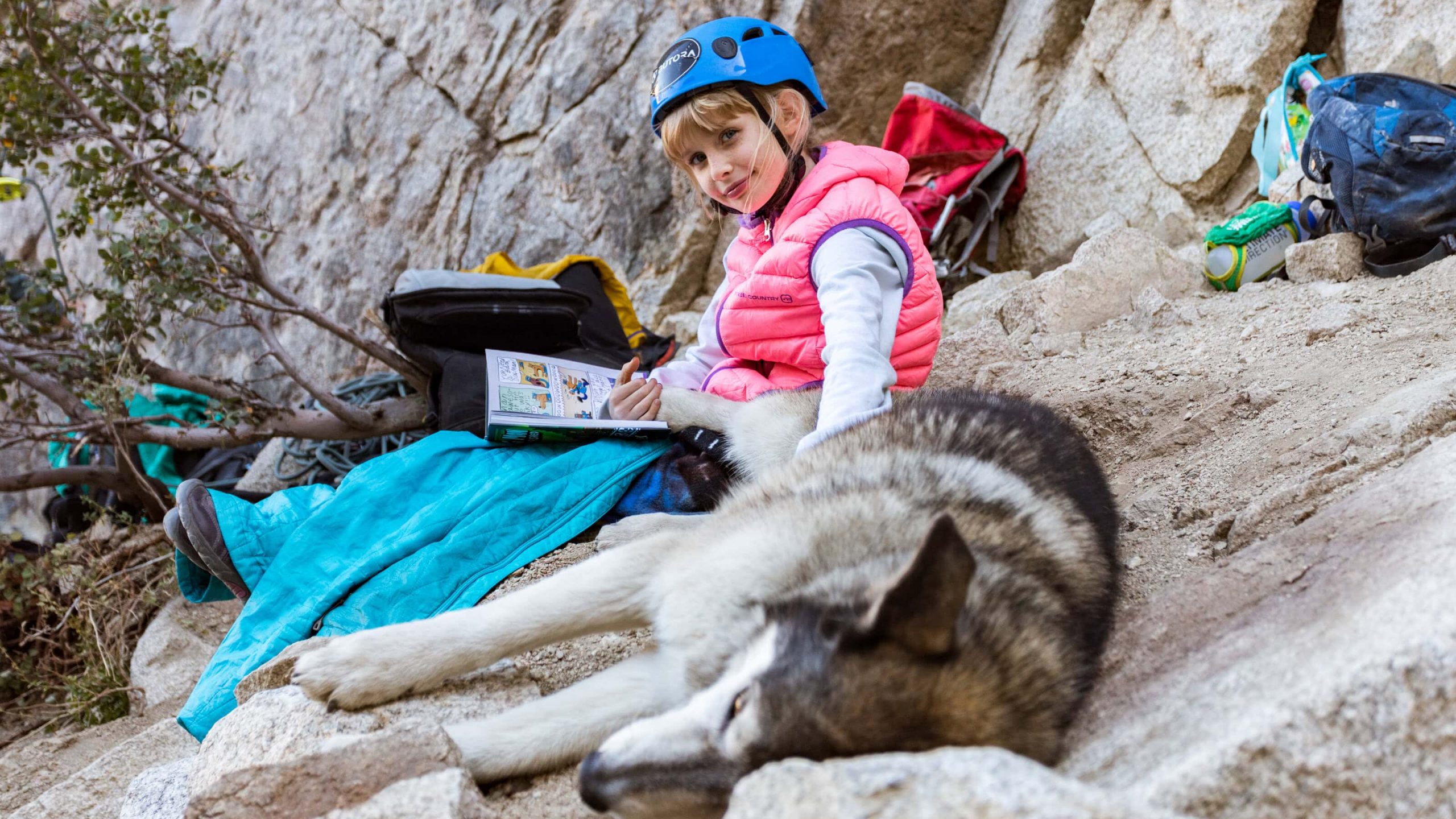 Girl and dog at Bishop